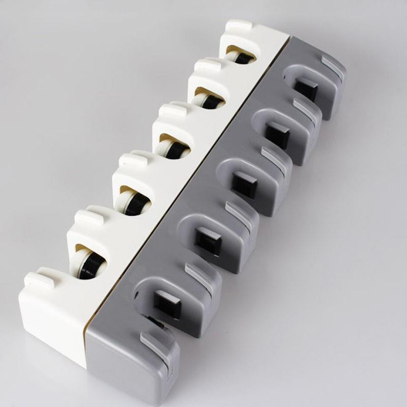 VLEN 5挂6钩 多功能扫把架挂架卫生间卡座