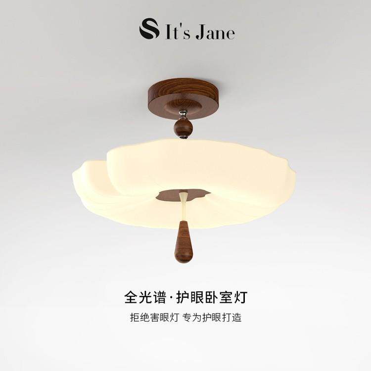 法式中古风荷花卧室吊灯复古布艺南洋风房间书房宋代美学吸顶灯