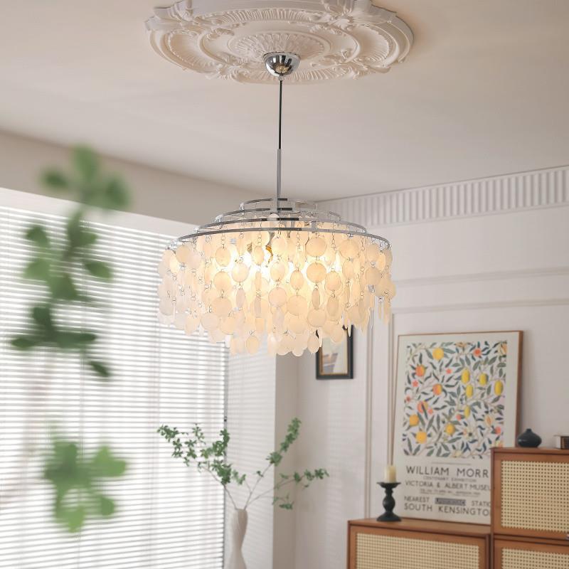 法式浪漫复古珍珠贝壳客厅吊灯中古风餐厅卧室房间北欧风铃吊灯具