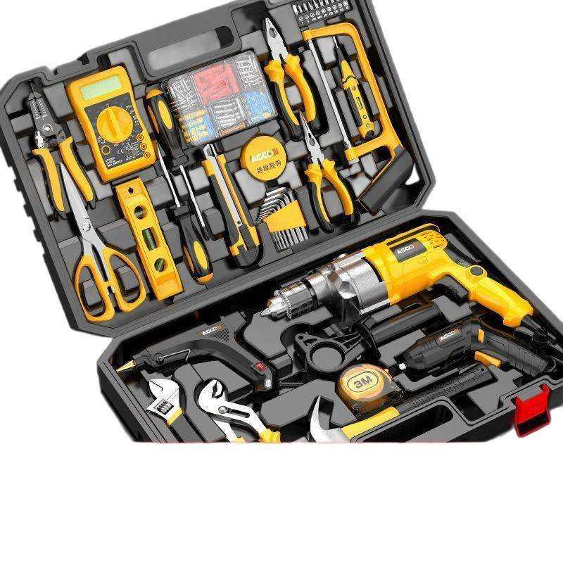 多功能电钻维修组合工具套装插电两用冲击钻工具箱全套家用角磨机