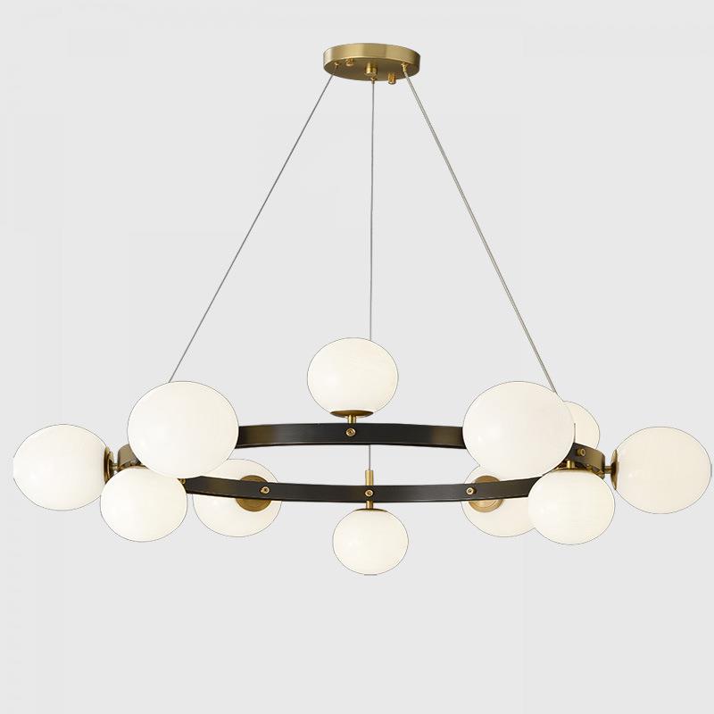 中山工厂展厅后现代轻奢全铜环形客厅卧室吊灯设计师样板房餐厅书