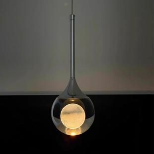 可升降意式极简轻奢高级感楼梯间吊线灯卧室床头氛围玻璃月球吊灯