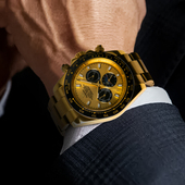 Sungoder专柜正品 时尚 百搭潮流金色陶瓷圈商务全自动机械男手表