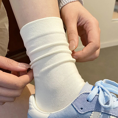 精梳棉袜子女无骨袜中筒袜月子袜