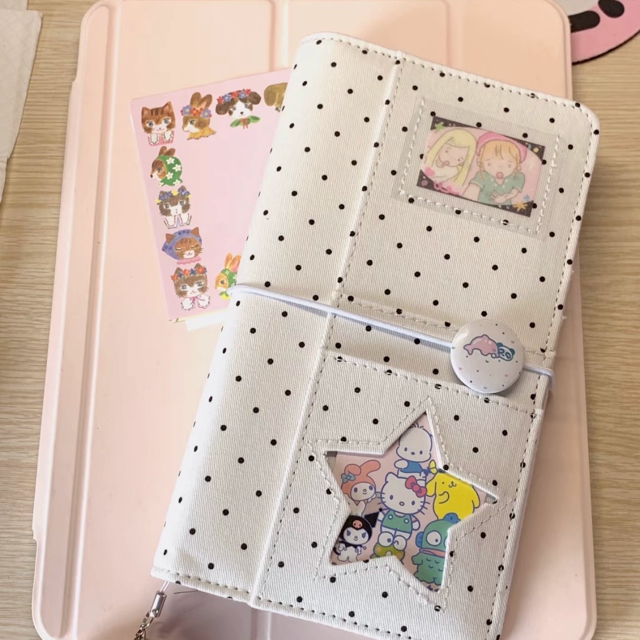 韩版波点牛仔A6活页本