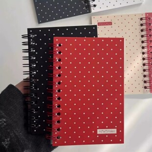 双面拼色波点离型本简约复古高颜值ins风手账素材学生记事线圈本