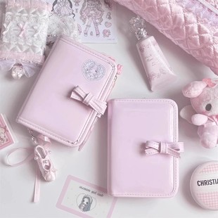 韩系少女粉蝴蝶结A7手账本pu活页ins可爱笔记本简约便携记事本子