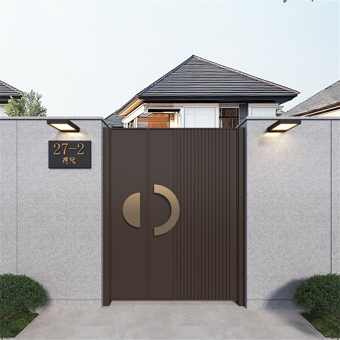 铝合金庭院门别墅大门双开门不锈钢别墅大门院子门电动伸缩门