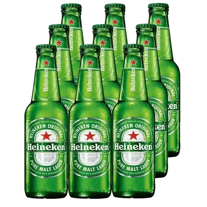 喜力经典瓶装11.4度500ml*9瓶全麦酿造啤酒经典绿瓶玻璃瓶装图片