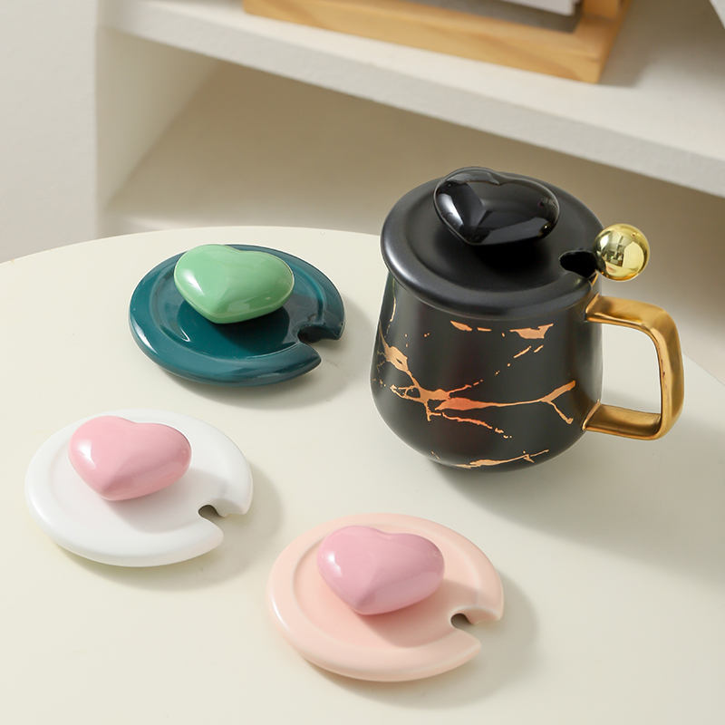 陶瓷水杯盖子带缺口通用马克杯盖