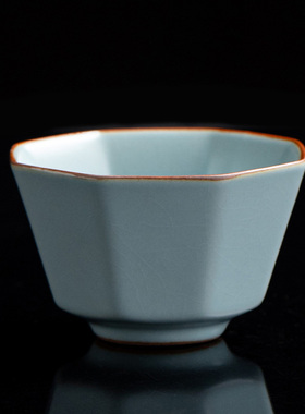 天青汝窑陶瓷主人杯大号可养开片八方杯单杯茶盏功夫茶杯喝茶品茗