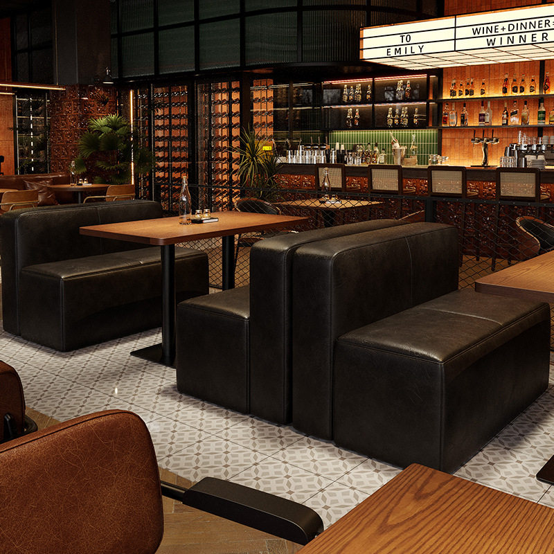 复古酒吧实木桌椅卡座组合清吧小酒馆桌子椅子餐吧西餐厅商用卡座