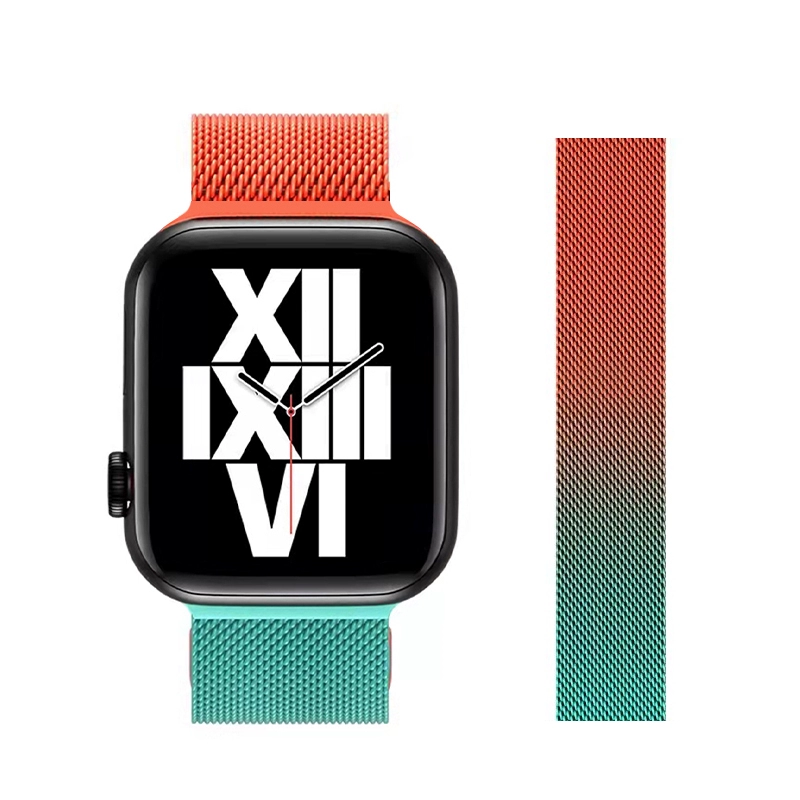 膜范适用苹果applewatch10表带iwatch9/8/7/se米兰尼斯手表s8金属s10高级Apple运动44mm透气智能49mm手腕带女