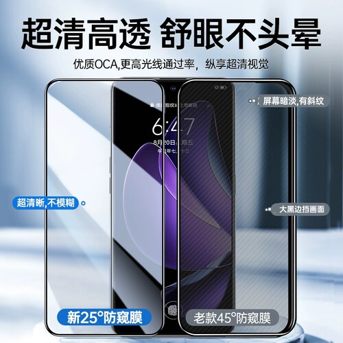[新蓝光防偷窥]适用opporeno14钢化膜新款reno13pro防窥reno12曲面11护眼10手机膜reno9pro保护reno8/76水凝5