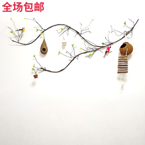 田园风植物藤蔓壁饰环创教室墙上布置鸟窝挂件墙面创意绿植装饰品