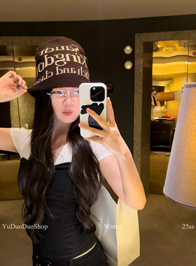 韩版秋冬美拉德字母针织帽女美式街头包头冷帽保暖百搭护耳毛线帽