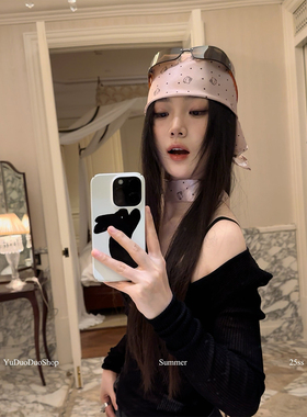 原创时髦复古kitty方巾春夏音乐节辣妹百搭裹胸丝巾女y2k包头头巾