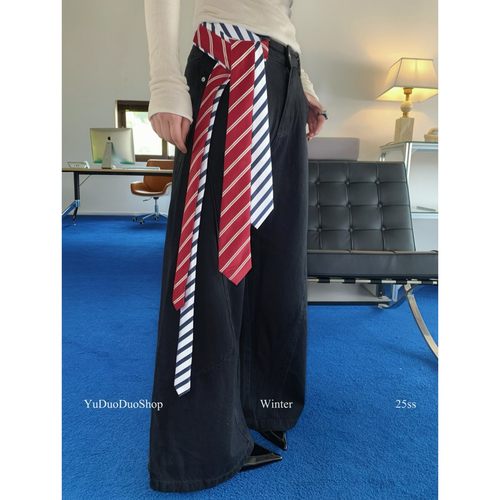 2025秀场同款安哥拉红条纹领带女