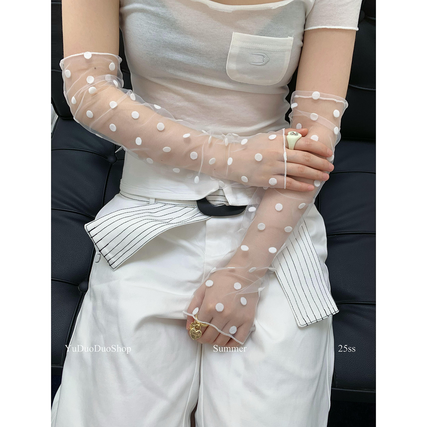 时髦波点蕾丝装饰袖套女辣妹装饰