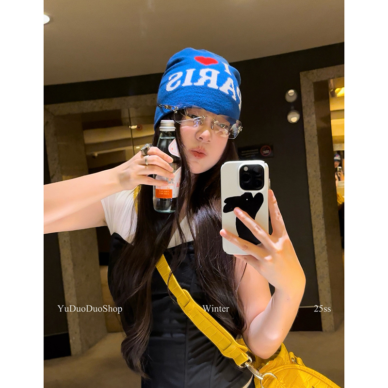 美式复古辣妹爱心字母包头帽男女