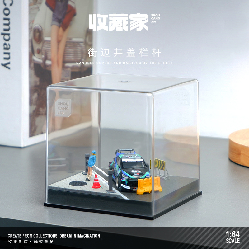 道路街边场景模型单车位微缩车模