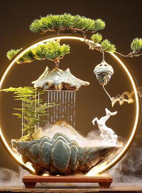 招财流水摆件创意家居玄关客厅桌面办公室循环水喷泉开业乔迁礼品