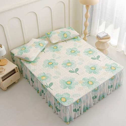 A类冰丝乳胶凉席三件套床裙床笠高档夏季夏天软席子冰感丝空调席