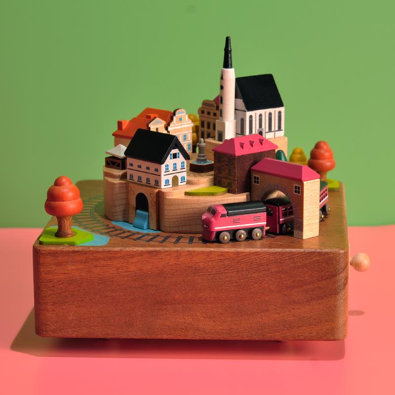 jeancard台湾木音乐盒小火车八音森活趣送儿童朋友女生日创意礼物