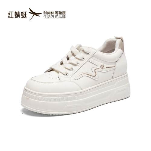 红蜻蜓正品商场同款女增高小白鞋