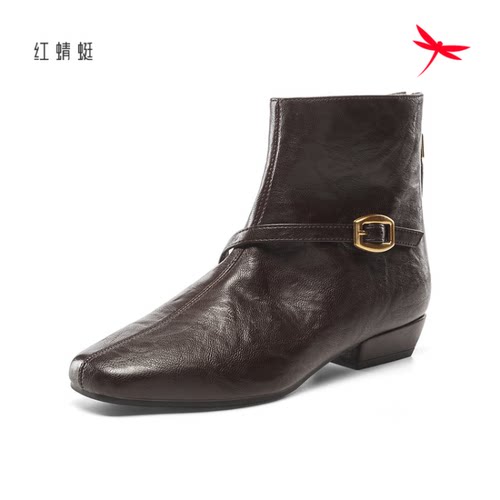 红蜻蜓正品商场同款女时装靴粗跟