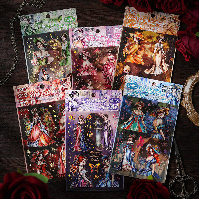 芳华旧影立体烫金手账贴纸跨境pet贴纸级感人物diy手帐贴纸素材,文具电教/文化用品/商务用品,贴纸/立体贴纸,淘宝优惠券,粉丝福利购,淘宝优惠卷