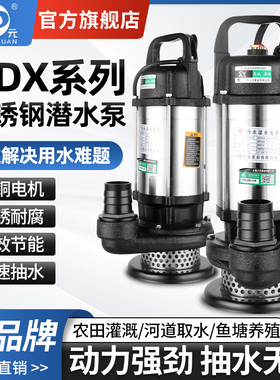 上海上元不锈钢潜水泵220V农用抽水机高扬程小型清水泵灌溉大流量