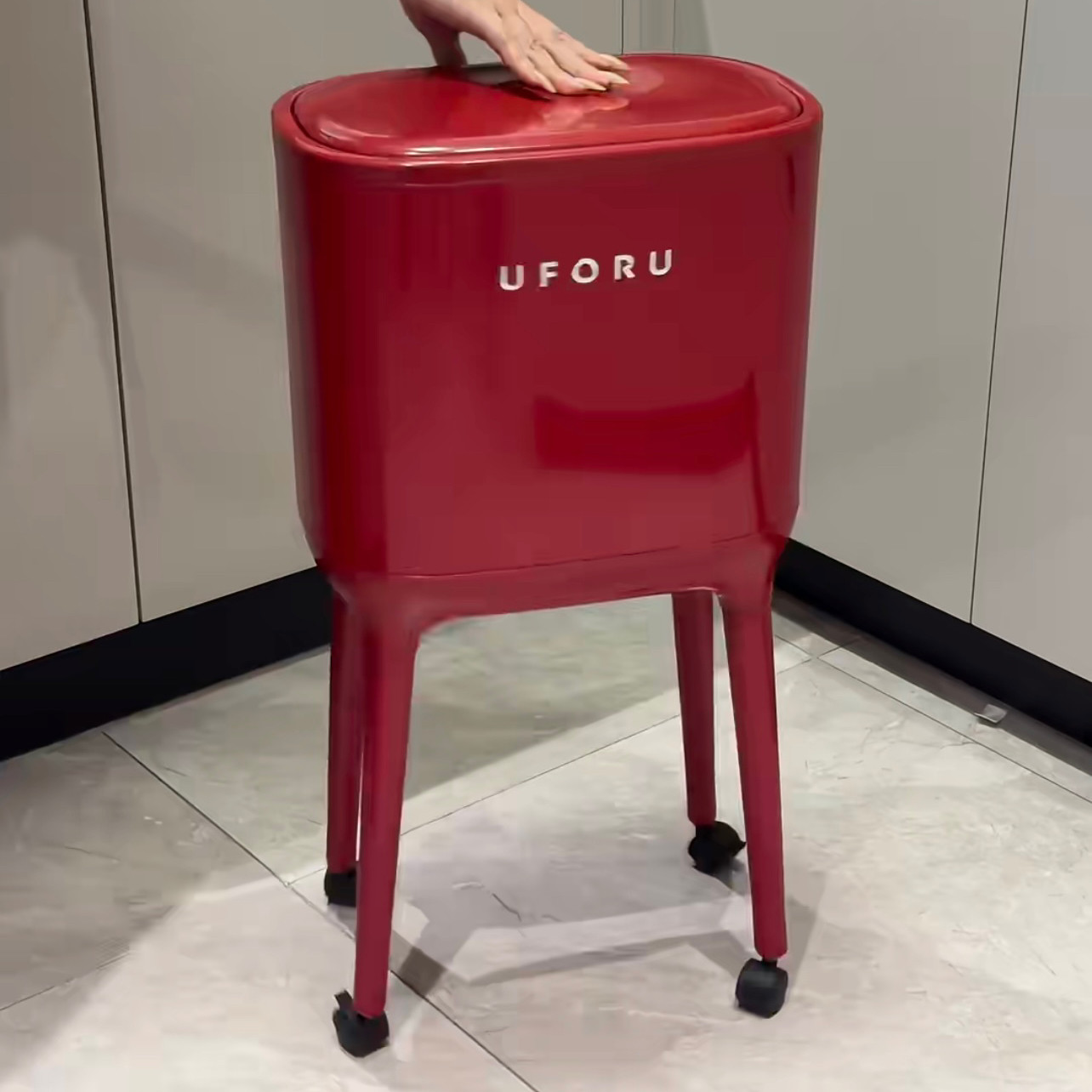 ININHOME免弯腰高脚垃圾桶家用客厅轻奢高级感大容量可移动垃圾筒