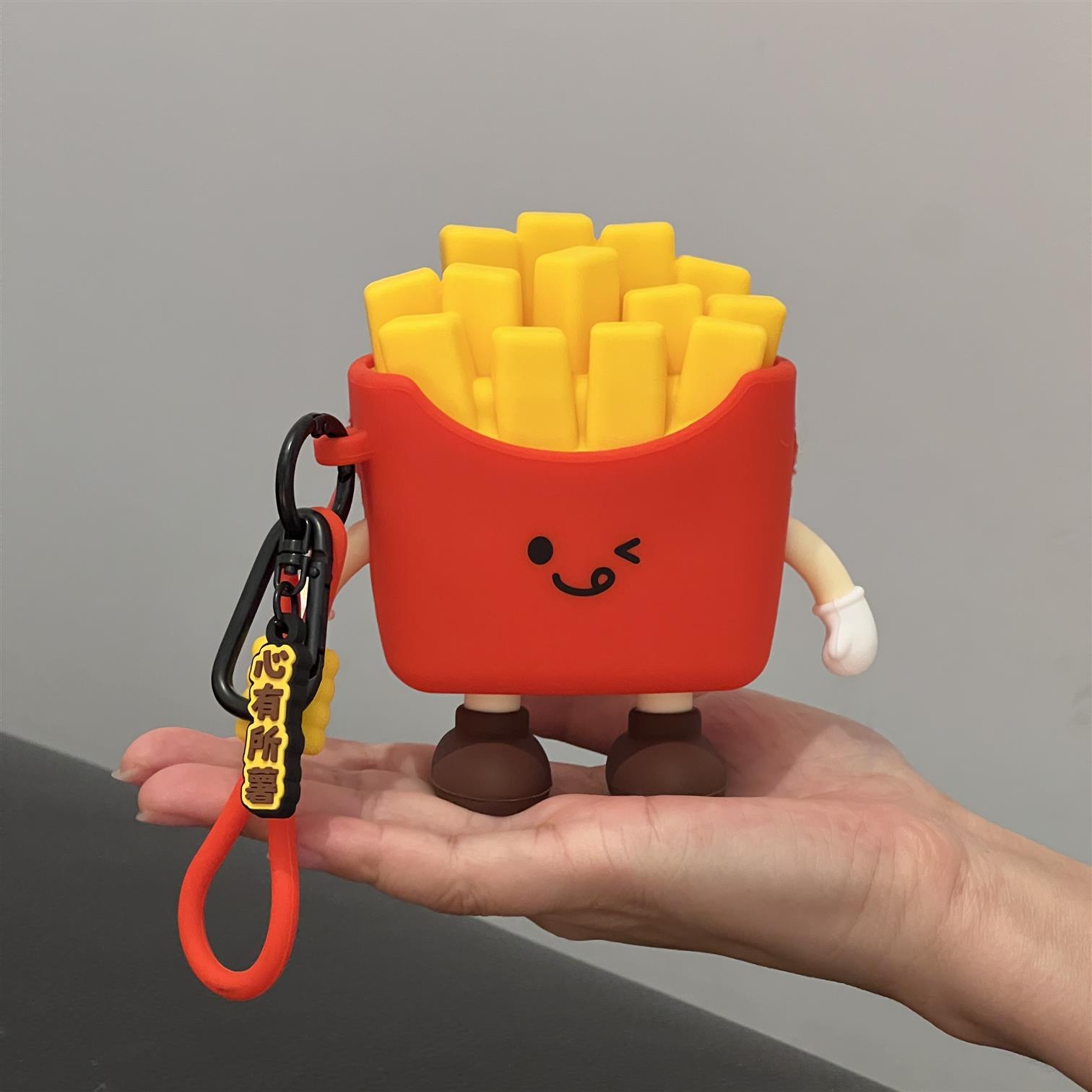 可爱薯条零钱包钥匙耳机迷你收纳包儿童迷你收纳包卡通包包挂件