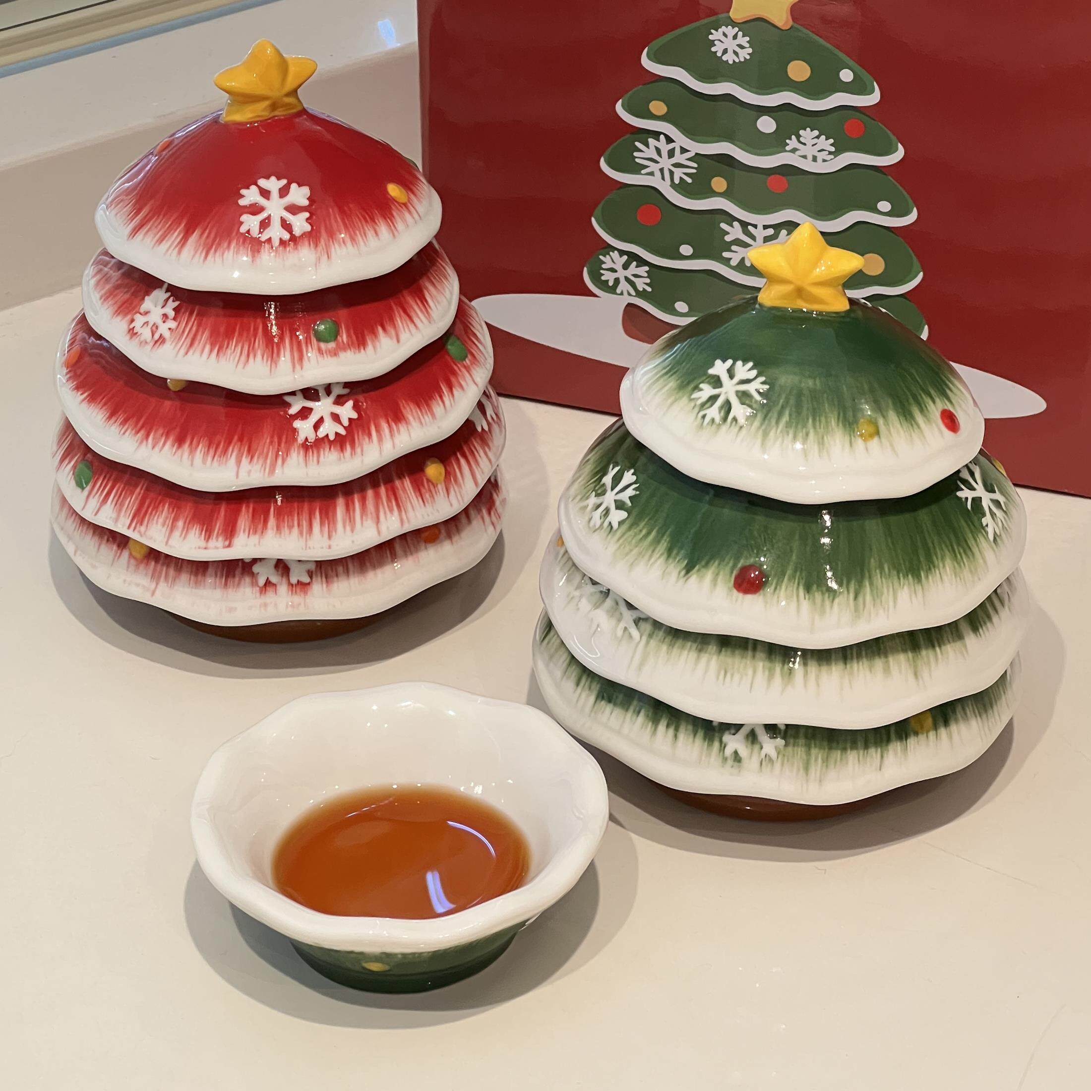 可爱圣诞树陶瓷蘸料碟家用高颜值餐具酱油醋碟收纳套装圣诞树摆件,餐饮具,碟,淘宝优惠券,粉丝福利购,淘宝优惠卷
