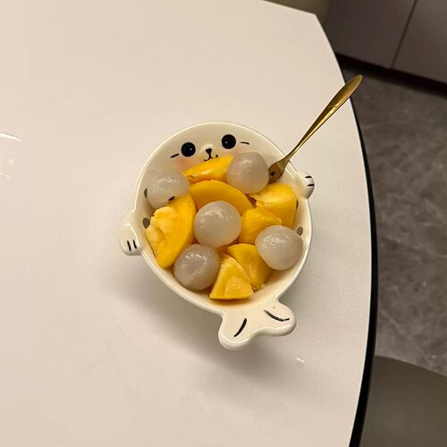 可爱海豹碗陶瓷漂亮餐具饭碗异形动物碗创意沙拉水果碗汤碗酸奶碗