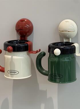 ININ吸盘牙刷置物架倒挂沥水磁吸漱口杯免打孔牙洗漱杯收纳架