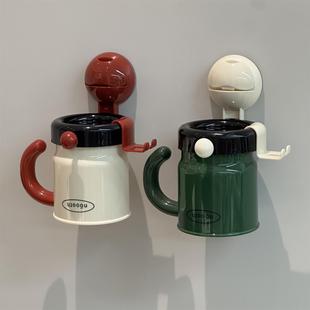 ININ吸盘牙刷置物架倒挂沥水磁吸漱口杯免打孔牙洗漱杯收纳架