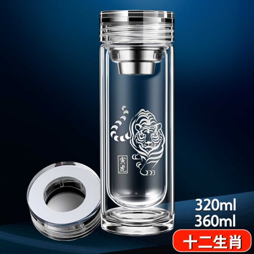 定制生肖款高档水晶杯茶水分离杯