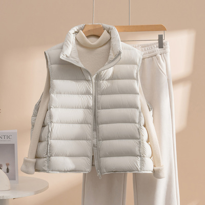 2025冬季新款轻薄短款立领秋羽绒马甲女保暖排骨泡芙外穿宽松背心