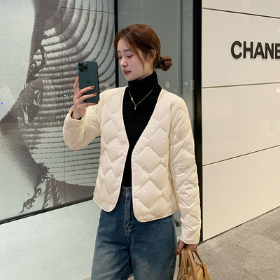 羽绒内胆女秋冬2025新款轻薄保暖V领内穿打底长袖大衣内搭羽绒服