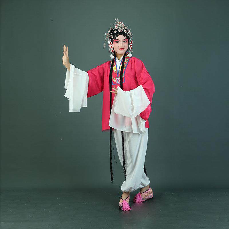戏曲服装青衣京剧排练服戏剧花旦儿童练功服软水袖演出上衣甩袖