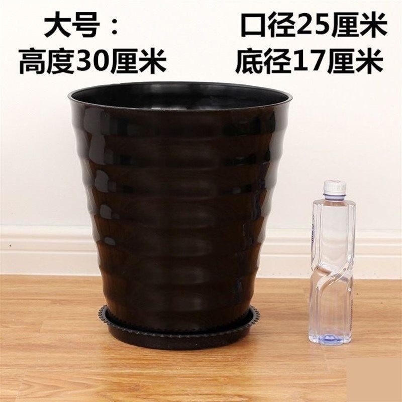 花盆陶瓷特大号以上超大螺纹加厚黑白色仿陶瓷树脂塑料送