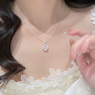 足银S999繁花似锦纯银项链镀银小众轻奢送女生520生日礼物高级感