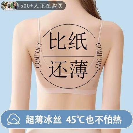 【0.01cm超薄冰丝内衣】无痕无钢圈夏季凉感女美背果冻软支撑文胸