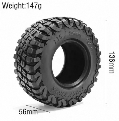LJF 模型车2.6寸KM3胎皮 136mm*56mm 抓地耐磨攀爬车轮胎4082 H8H