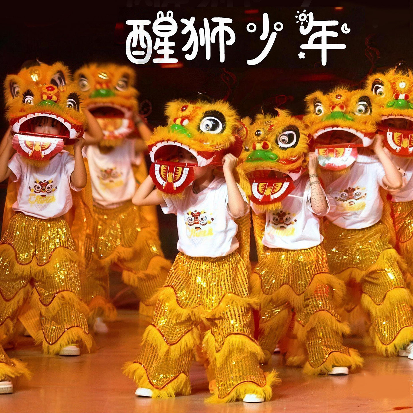 六一醒狮少年舞蹈服装狮子头道具
