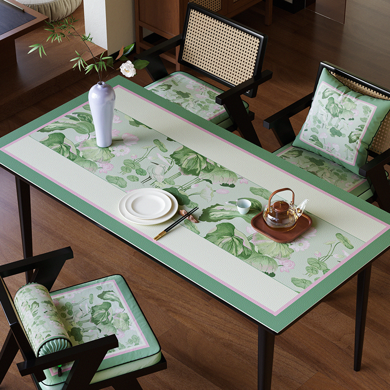 新中式皮革方形桌垫高级感