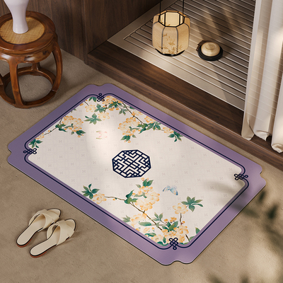 紫玉棠新中式硅藻泥吸水垫卫生间地垫浴室防滑速干家用厕所门垫