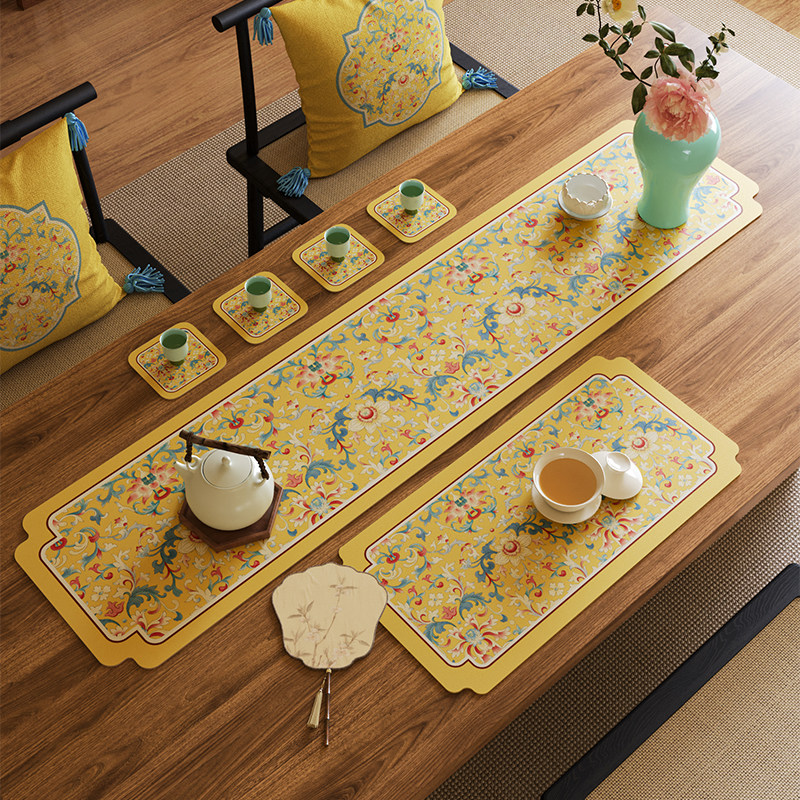 玉黛春新中式茶席茶室喝茶吸水茶具皮革桌垫红木茶台沥水垫桌旗,居家布艺,茶席,淘宝优惠券,粉丝福利购,淘宝优惠卷